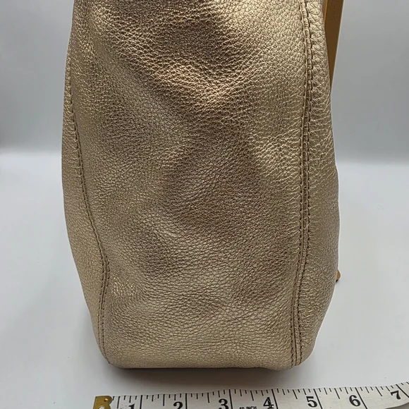 Michael Kors Gold Textured Shoulder Bag - Picture 3 of 15